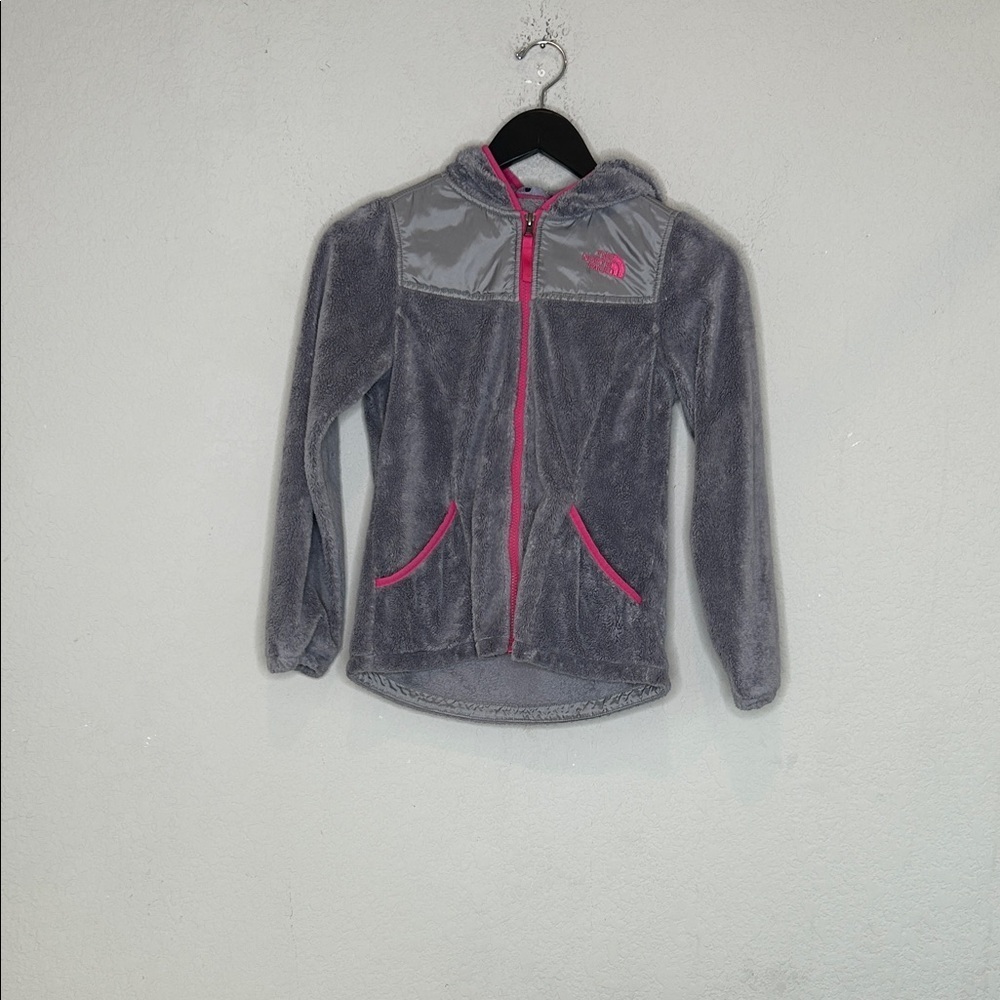 The North Face Gray Jacket with Pink Details Girls youth medium